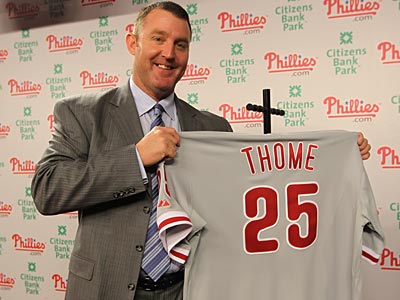 Jim Thome, back in uniform as Nazareth assistant, prepares to