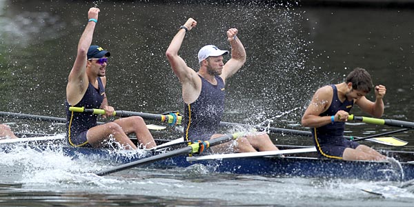The Michigan men&acute;s varsity team won the heavyweight eight final at the Dad Vail Regatta. (Charles Fox/Staff Photographer) 
