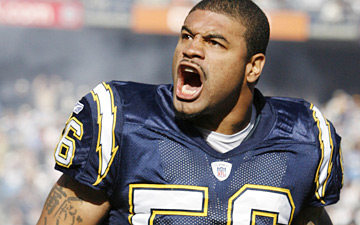 San Diego Chargers&acute; Shawne Merriman was caught in the steroid jar but there wasn&acute;t the same public fascination or repercussions that there was with prominent baseball players who were accused. (AP)
