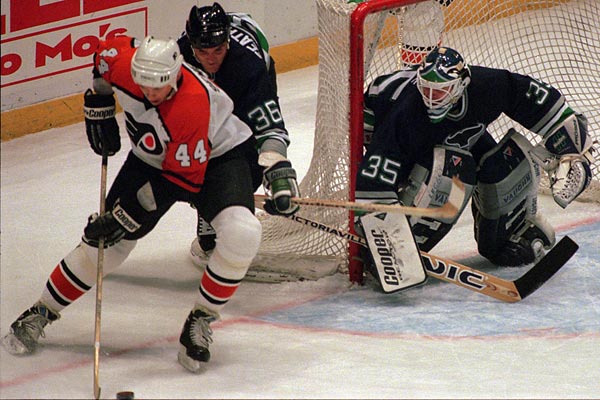 Jeff Reese, whose 11-year playing career included a stint with the Hartford Whalers, is the Flyers&acute; new goaltending coach. (Nanine Hartzenbusch/AP file photo)