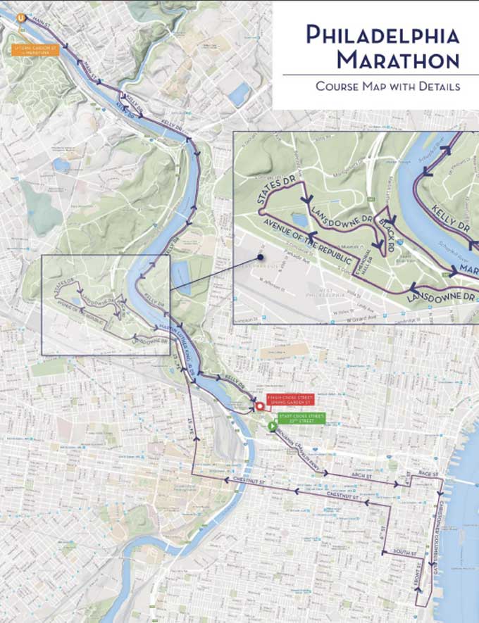 Philadelphia Marathon Course Elevation Map Map of world