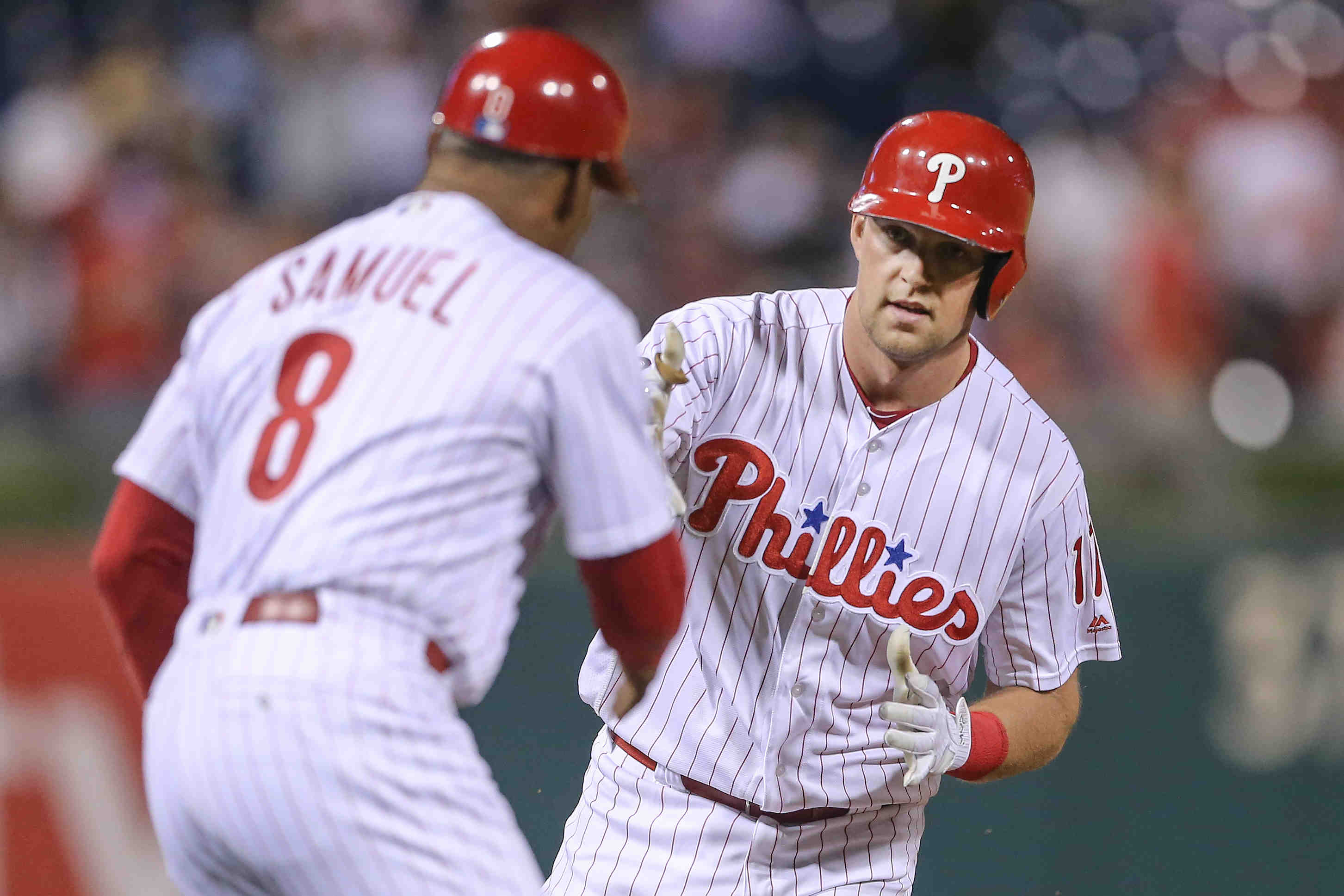 Philadelphia Phillies coach Juan Samuel (8) during game against