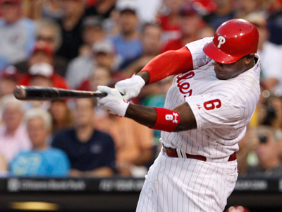 Philadelphia Phillies' Ryan Howard hits a three-run home run in