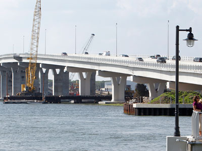 The new Ocean City bridge stretches more than two miles from Somers Point on the mainland to the barrier island of Ocean City and is able to accommodate 40,000 cars a day.<br />(CHERYL SHUGARS/Staff Photographer)
