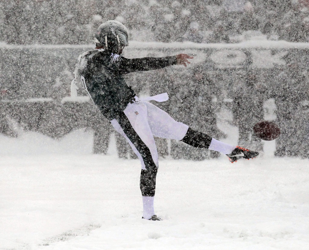 It was a bit snowy in Philadelphia today at the Eagles/Lions game