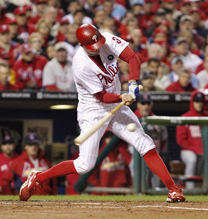 Philadelphia Phillies Carlos Ruiz makes a blessing as he crosses home plate  after hitting a solo home run in the second inning of game three of World  Series in Philadelphia, Pennsylvania on