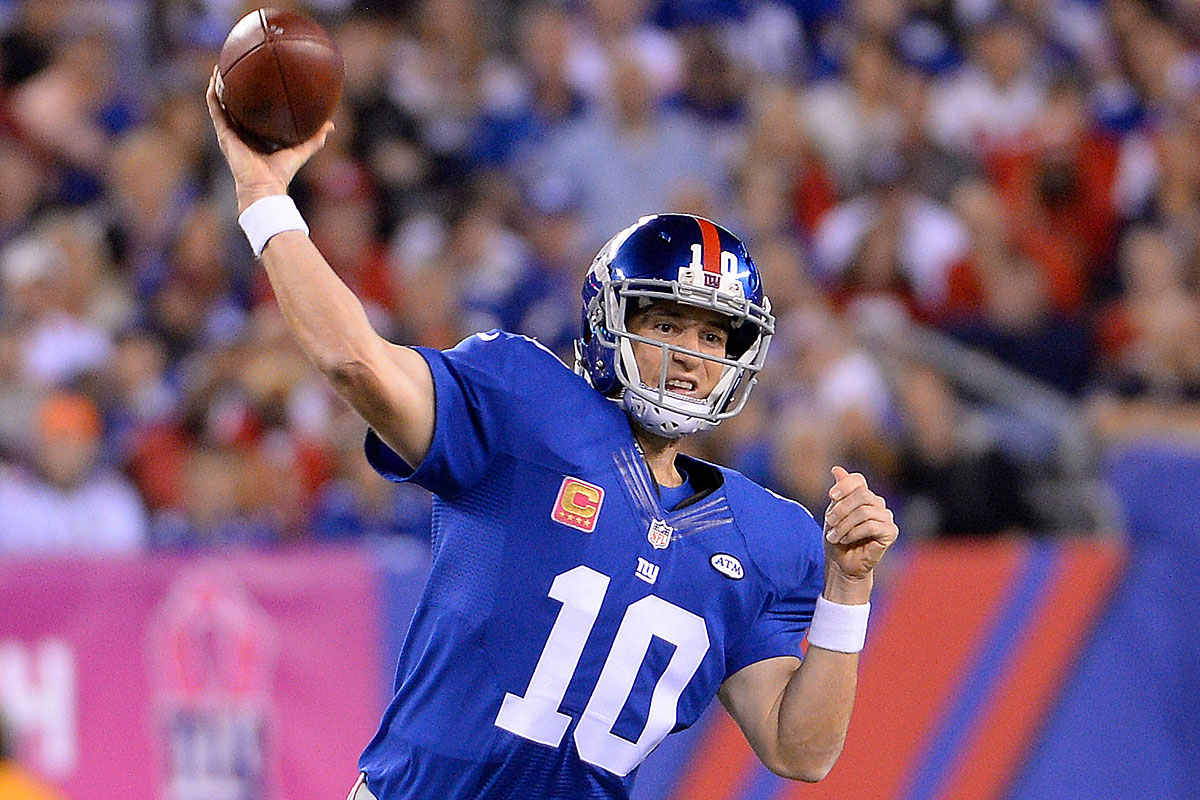 New York Giants Eli Manning throws a pass during week 1 at Giants