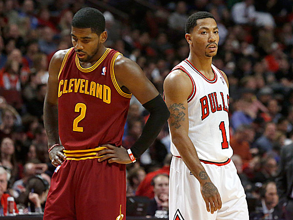 Bulls point guard Derrick Rose and Cavaliers point guard Kyrie Irving