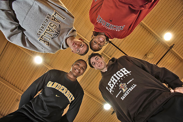 Four of South Jersey’s top prospects who made early decisions on their college choices are Lenape’s Christina Foggie (Vanderbilt), Washington Township’s Matt Lopez (La Salle), Eastern’s Gevevieve Okoro (Richmond), and Camden Catholic’s Anthony D’Orazio (Lehigh). For these four, they believe the decision they made was the right fit for them. (David M Warren/Staff Photographer)