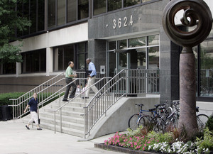 The Market Street building housing offices of the Educational Commission for Foreign Medical Graduates. Two doctors accused in the plot reportedly contacted the group about U.S. jobs.