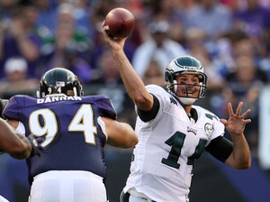 A.J. Feeley and other Eagles quarterbacks were rushed hard by Ravens' defense.
