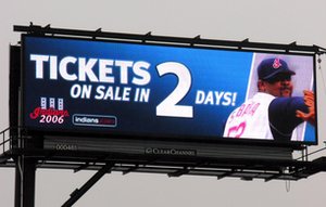 One of ClearChannel's digital billboards in the Cleveland area. The outdoor-advertising company said an engineer it hired studied traffic for 18 months before and after the billboards' installation and found no link to highway accidents.