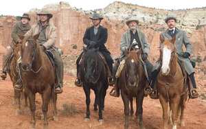 In a remake of a 1957 western, (from left) Alan Tudyk, Christian Bale, Russell Crowe, Peter Fonda and Lennie Loftin are thrown together in a drama about manhood and honor, as the good guys try to get Crowe to a penitentiary train before his gang frees him.