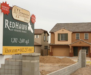 Hovnanian Enterprises' new Red Hawk at Rogers Ranch housing development in Laveen, Ariz. Hovnanian, struggling like other home builders, is offering six-figure discounts this weekend.
