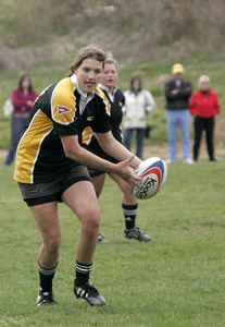 Whitney Hartshorne of West Chester University plays rugby. Her school is one of only four that sponsor and support rugby at the NCAA level.