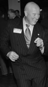 Showing fancy footwork while awaiting results last night is state Supreme Court candidate Seamus McCaffery.