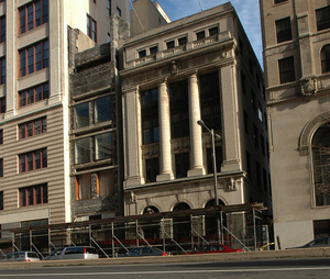 The Department of General Services removed the facade of the Philadelphia Life Insurance Co. 1962 addition (center). That structure and the one to the right of it were supposed to have been incorporated into the Convention Center plan.