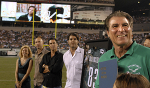 Vince Papale, here honored by city and Eagles, is an inspiration for other athletes who didn't play football in college.