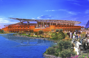 An artist's rendering of the proposed Riverview soccer stadium.