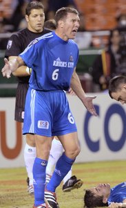 Peter Vermes , here playing for Kansas City in 2001,was one of Major League Soccer's original players. The league began in 1996.