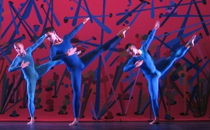 Cedric Andrieux, Jonah Bokaer and Brandon Collwes in Merce Cunningham's "eyeSpace," with music by Mikel Rouse.
