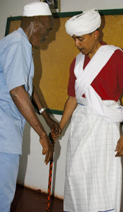 Sen. Barack Obama (right) is dressed as a Somali elder during a 2006 visit to Kenya. The photo recently was put on the "Drudge Report" and has been disseminated by Republican operatives and bloggers.