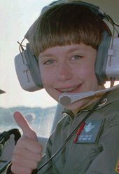 Vicki Van Meter flying, age 11.