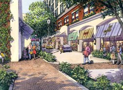 Main Street Ardmore, as envisioned by Carl Dranoff. The revised plan offers more pedestrian-friendly featuresin a historic village setting.