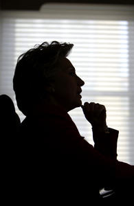 Sen. Clinton talks with Daily News editorial board yesterday.