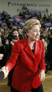 Clinton campaigning at a Pennsylvania Women for Hillary event at Montgomery County Community College in Blue Bell yesterday. She also was in Phila. talking about the economy.