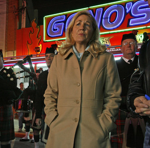 Daniel Faulkner's widow, Maureen, at a memorial marking the 26th anniversary of his murder in December.