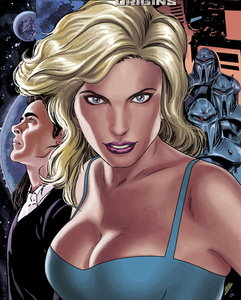 Dynamite's "Battlestar Galactica: Origins" examines the character Gaius Baltar, "architect of humanity's downfall," including his attraction to a stunning blonde.