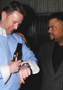 Executive producer Kevin Kelly (left) and director Tigre Hill at the wrap party for their Mumia Abu-Jamal documentary, "The Barrel of a Gun," at Rae in the Cira Centre.