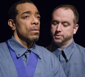 Frank X (left) portrays Othello and Peter Pryor is Iago in Lantern Theater Company's production of "Othello."