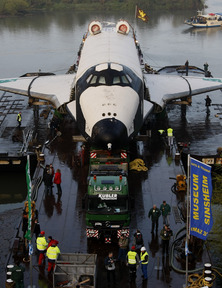 Museum-bound , the former Russian space shuttle Buran ended a long trip yesterday, arriving in Speyer, Germany.