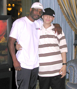 Bernard Hopkins meets big fan Shaun Negler, from Make-A-Wish Foundation.