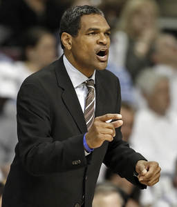 Sixers coach Maurice Cheeks calls a play in the second quarter of Game 5 against Pistons.