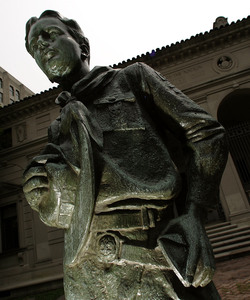 This statue of a Boy Scout stands in front of the headquarters off Logan Square - on city-owned property, which is a big part of the problem with the city.