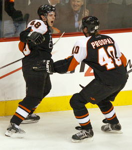 Danny Briere, Vinny Prospal have clicked since they began playing together.
