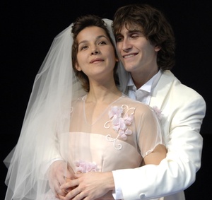 Merritt Janson as Eurydice and Ben Huber as Orpheus in the Wilma Theater's production of Sarah Ruhl's "Eurydice."