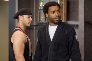 David Mamet's "Redbelt" stars Chiwetel Ejiofor (right) as jujitsu master Mike Terry, who is financially bankrupt, and Jose Pablo Cantillo.