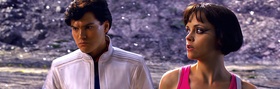 That's Emile Hirsch, above, as the title character, leading the pack in a car with the Mifune Motors emblem. At left, Speed and his ever-supportive girlfriend, Trixie (Christina Ricci). Andy and Larry Wachowski, of "Matrix" fame, wrote and directed.