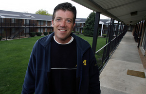 George Stahl of Troy, Mich., is shown at an apartment complex in Dearborn, Mich., where he is remodeling a vacant unit. Stahl, once contracted with the UAW, was laid off in December and is now in business for himself with GCS Enterprises, a construction and general-contracting company.