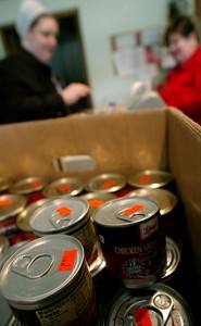 Soup cans await buyers at M&L Salvage in Orwell, Ohio.