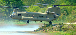 A Chinook combat helicopter. Boeing Co. has an Army contract to produce 458 of the aircraft through 2018.