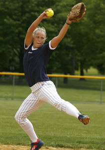 Amy Harre demonstrates her form at the RBI Phillies complex in FDR Park, near Citizens Bank Park. Practice will be held there again today starting at 8 a.m.