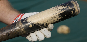 Chase Utley's BP bat before it died May 9 in San Francisco.