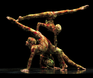 Among the startling visions in "Kooza" are these three "elegant," artful contortionists.