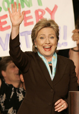 A triumphant Hillary Rodham Clinton in Louisville, Ky. "I'm more determined than ever," she told backers last night.
