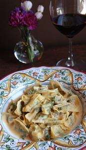 Restaurant Alba's veal and spinach agnolotti dish.